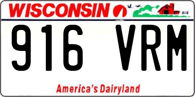 WI license plate 916VRM
