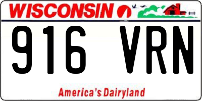 WI license plate 916VRN