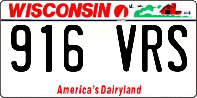 WI license plate 916VRS