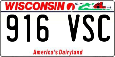 WI license plate 916VSC