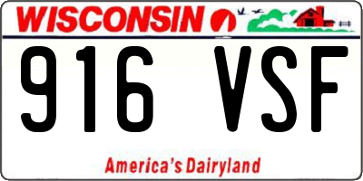 WI license plate 916VSF