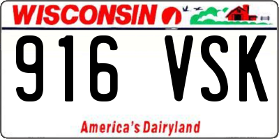 WI license plate 916VSK