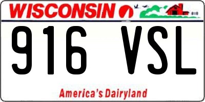 WI license plate 916VSL