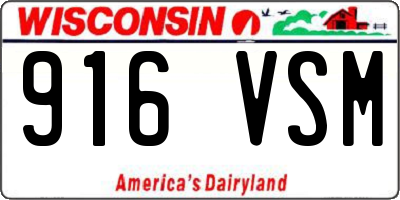 WI license plate 916VSM