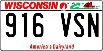 WI license plate 916VSN