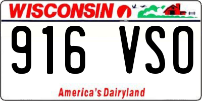 WI license plate 916VSO
