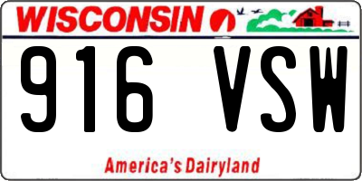 WI license plate 916VSW