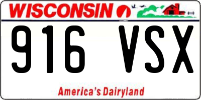 WI license plate 916VSX