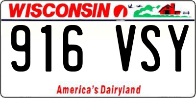 WI license plate 916VSY