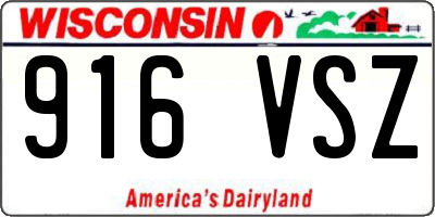 WI license plate 916VSZ