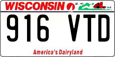 WI license plate 916VTD