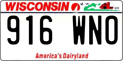 WI license plate 916WNO