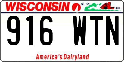 WI license plate 916WTN