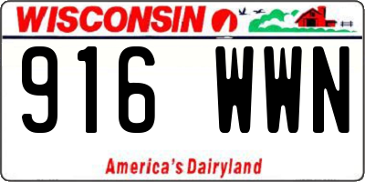 WI license plate 916WWN