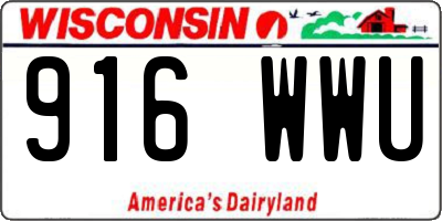 WI license plate 916WWU