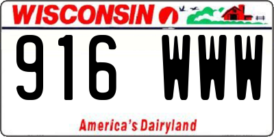 WI license plate 916WWW