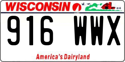 WI license plate 916WWX