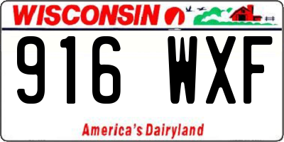 WI license plate 916WXF