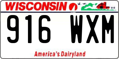 WI license plate 916WXM