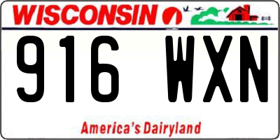 WI license plate 916WXN