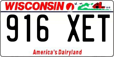 WI license plate 916XET