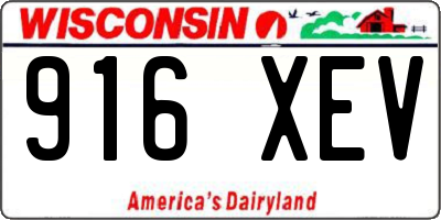 WI license plate 916XEV