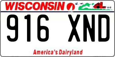 WI license plate 916XND