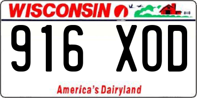 WI license plate 916XOD