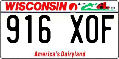 WI license plate 916XOF