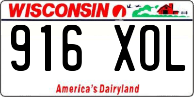 WI license plate 916XOL