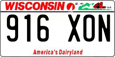 WI license plate 916XON