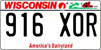 WI license plate 916XOR