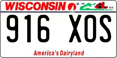 WI license plate 916XOS