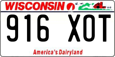 WI license plate 916XOT