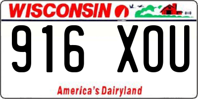 WI license plate 916XOU