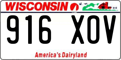 WI license plate 916XOV