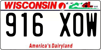 WI license plate 916XOW