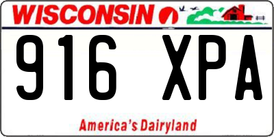 WI license plate 916XPA