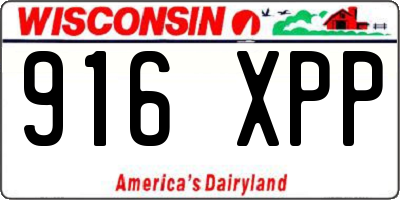 WI license plate 916XPP