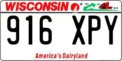 WI license plate 916XPY