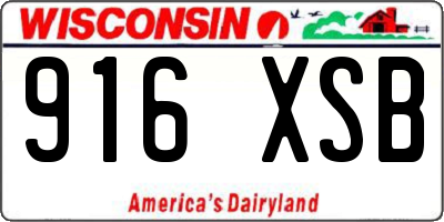 WI license plate 916XSB