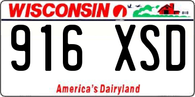 WI license plate 916XSD