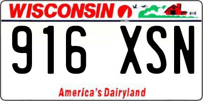 WI license plate 916XSN