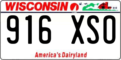 WI license plate 916XSO