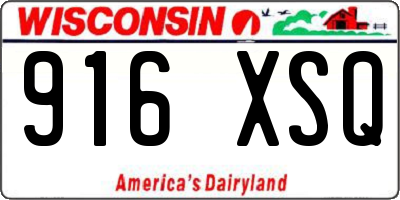 WI license plate 916XSQ