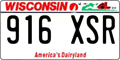 WI license plate 916XSR