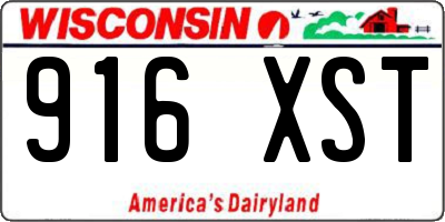 WI license plate 916XST