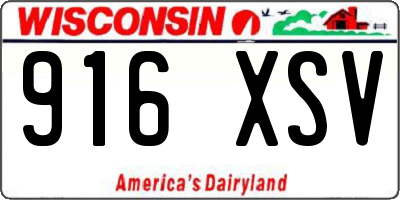 WI license plate 916XSV