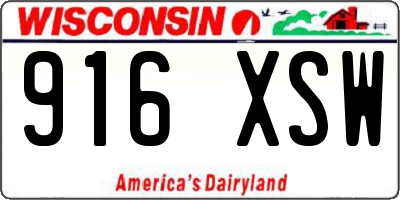 WI license plate 916XSW