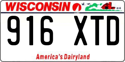 WI license plate 916XTD